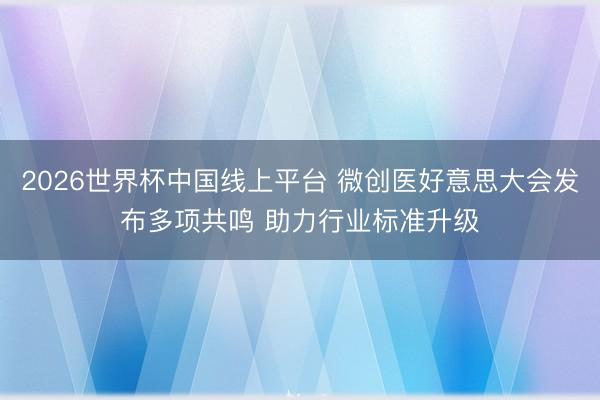 2026世界杯中国线上平台 微创医好意思大会发布多项共鸣 助力行业标准升级
