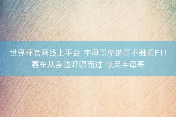 世界杯官网线上平台 字母哥摩纳哥不雅看F1！赛车从身边呼啸而过 惊呆字母哥