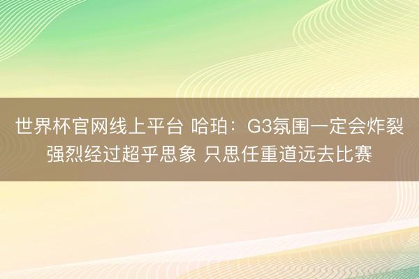 世界杯官网线上平台 哈珀：G3氛围一定会炸裂强烈经过超乎思象 只思任重道远去比赛