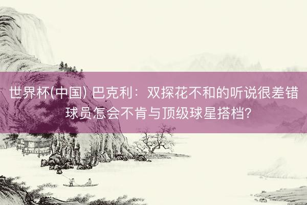 世界杯(中国) 巴克利:双探花不和的听说很差错 球员怎会不肯与顶级球星搭档?