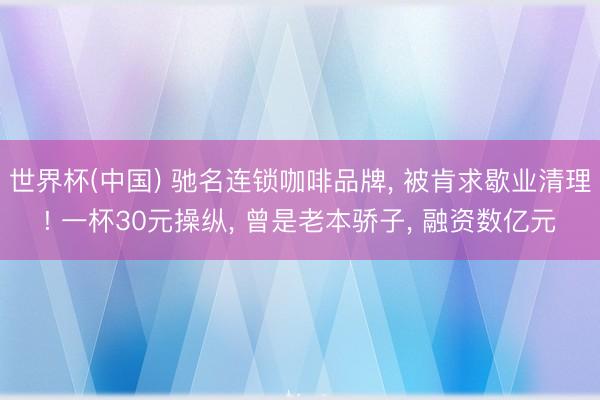 世界杯(中国) 驰名连锁咖啡品牌, 被肯求歇业清理! 一杯30元操纵, 曾是老本骄子, 融资数亿元