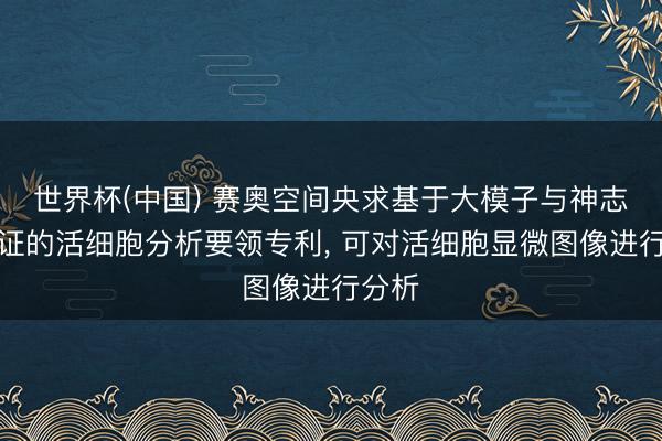 世界杯(中国) 赛奥空间央求基于大模子与神志化考证的活细胞分析要领专利， 可对活细胞显微图像进行分析