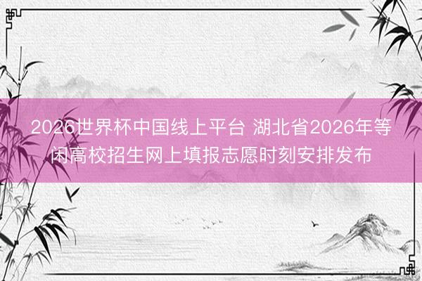 2026世界杯中国线上平台 湖北省2026年等闲高校招生网上填报志愿时刻安排发布
