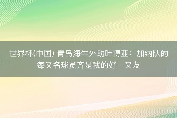 世界杯(中国) 青岛海牛外助叶博亚:加纳队的每又名球员齐是我的好一又友