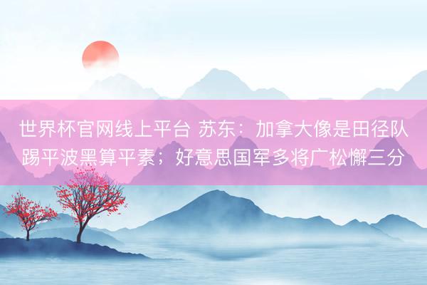 世界杯官网线上平台 苏东：加拿大像是田径队踢平波黑算平素；好意思国军多将广松懈三分