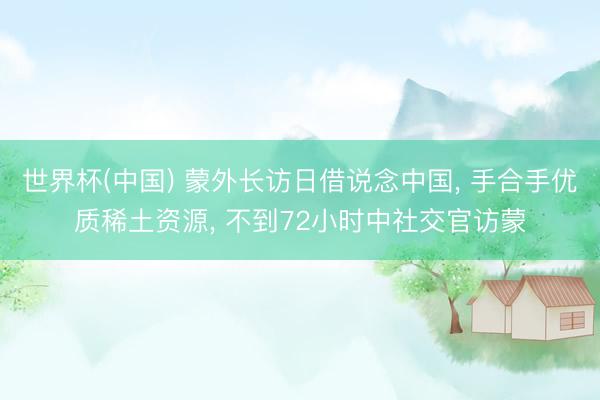 世界杯(中国) 蒙外长访日借说念中国, 手合手优质稀土资源, 不到72小时中社交官访蒙
