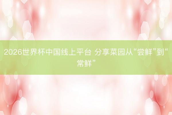 2026世界杯中国线上平台 分享菜园从“尝鲜”到“常鲜”