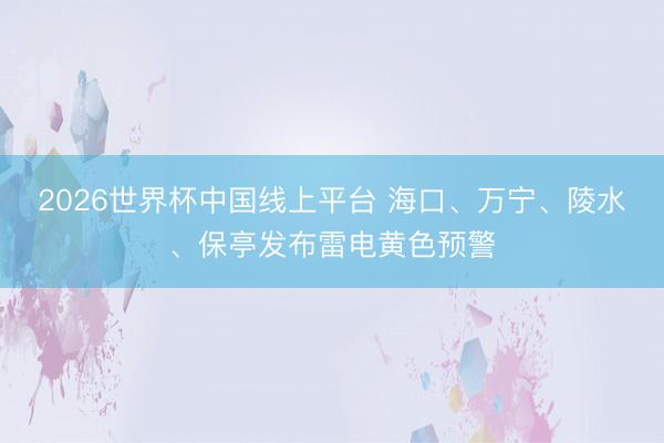 2026世界杯中国线上平台 海口、万宁、陵水、保亭发布雷电黄色预警