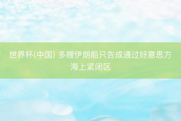 世界杯(中国) 多艘伊朗船只告成通过好意思方海上紧闭区