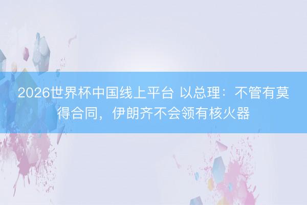 2026世界杯中国线上平台 以总理：不管有莫得合同，伊朗齐不会领有核火器