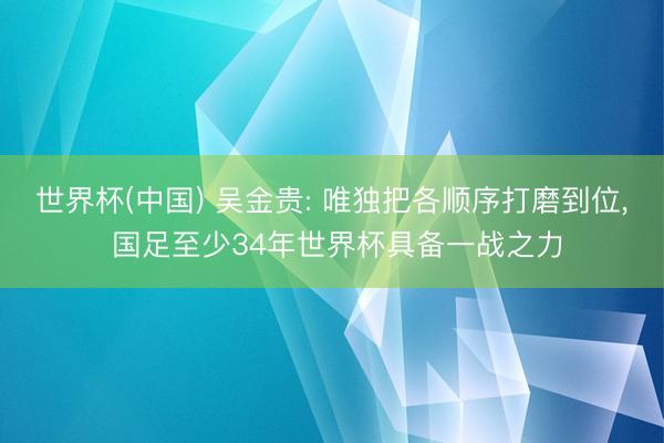 世界杯(中国) 吴金贵: 唯独把各顺序打磨到位， 国足至少34年世界杯具备一战之力