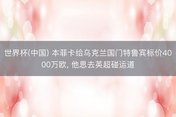 世界杯(中国) 本菲卡给乌克兰国门特鲁宾标价4000万欧， 他思去英超碰运道