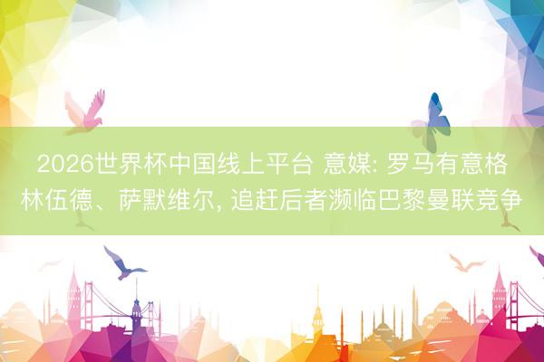 2026世界杯中国线上平台 意媒: 罗马有意格林伍德、萨默维尔， 追赶后者濒临巴黎曼联竞争