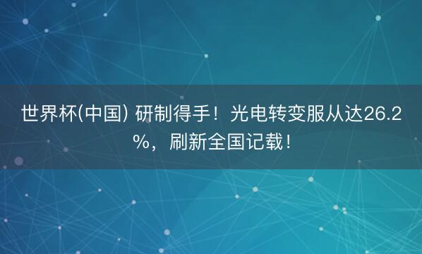 世界杯(中国) 研制得手！光电转变服从达26.2%，刷新全国记载！
